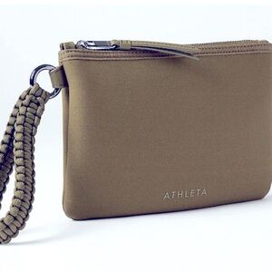 Athleta Brown Wristlet with Braided Strap REVIVE zipper pouch
